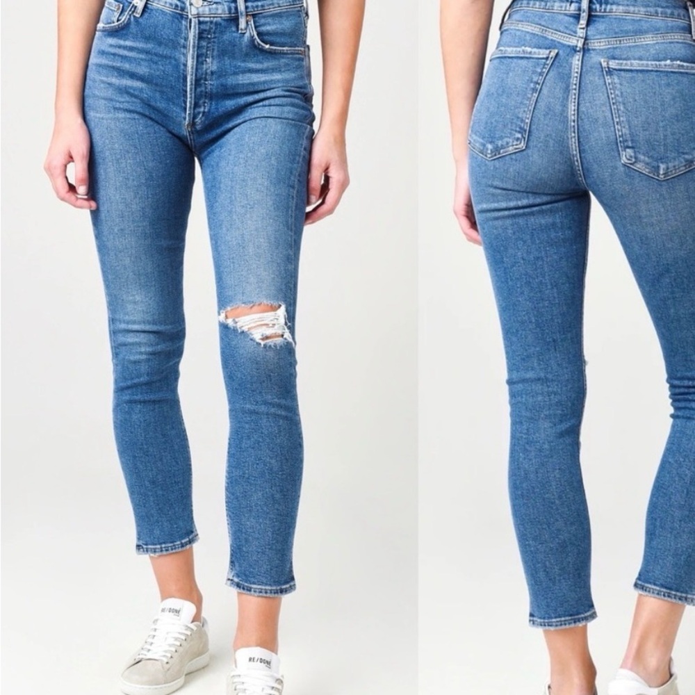 Agolde Women's Blue Distressed Jeans